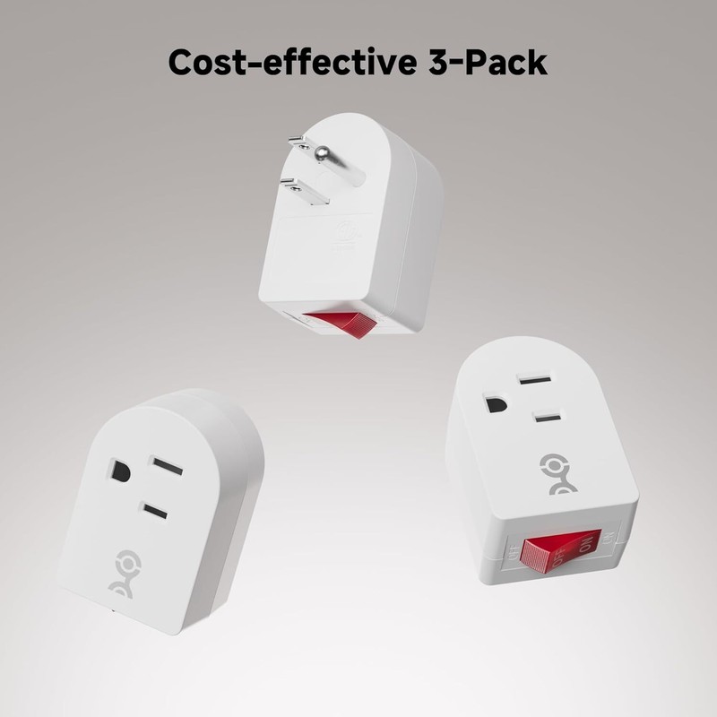 [ETL Listed] 3-Pack Grounded Switch with on Off Plug Switch on Off Single gallery