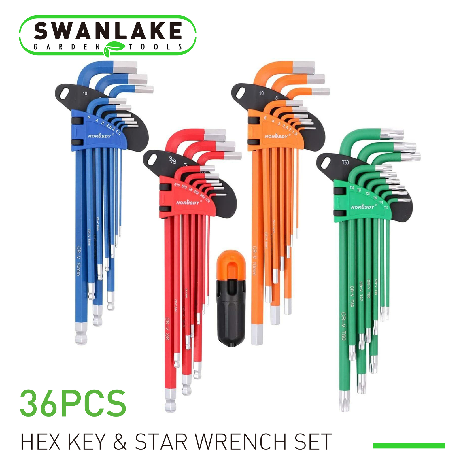 37pc Ball End Hex Key Allen Wrench Set Star Long Arm SAE Metric Industrial Grade gallery