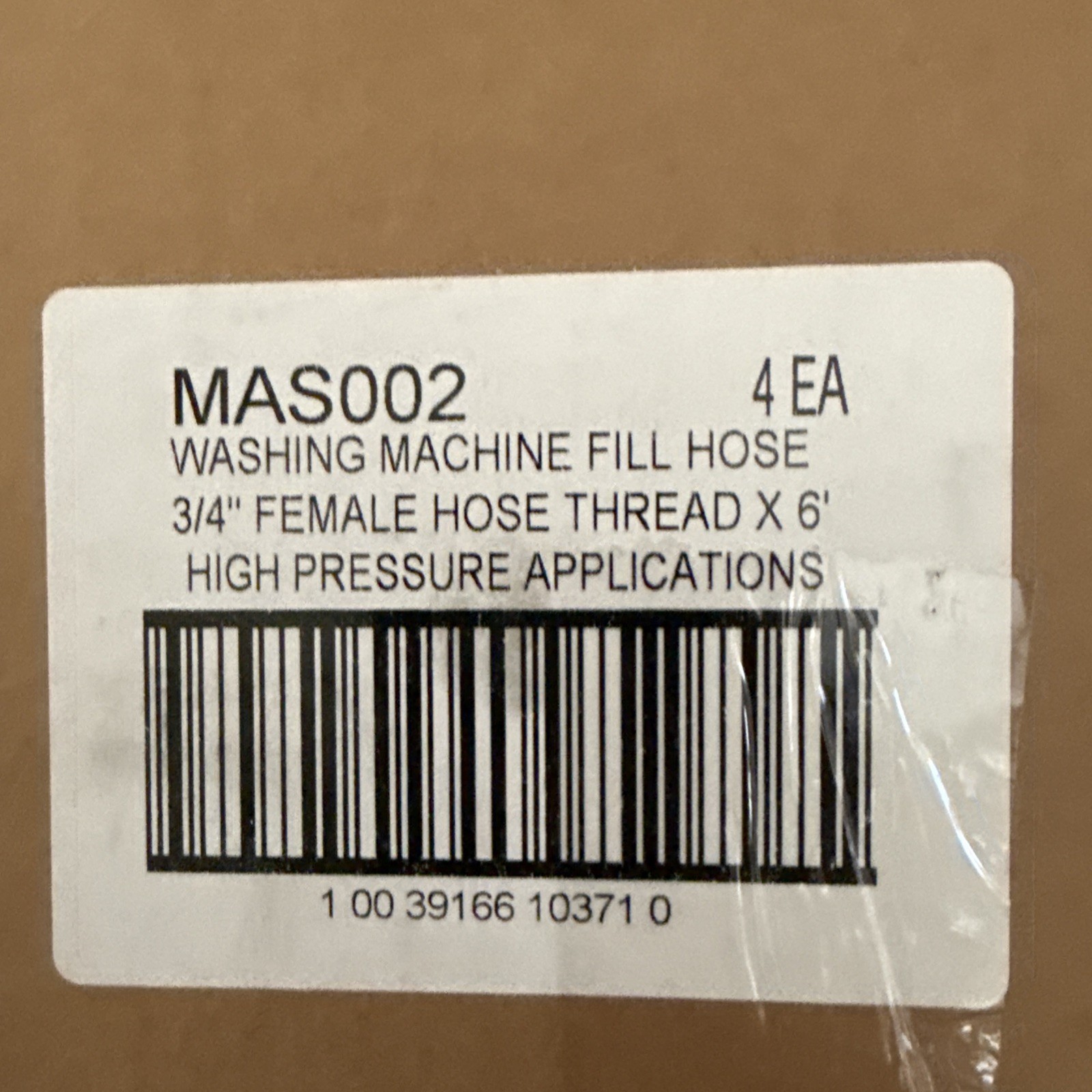 4-Peerless Washing Machine Fill Hose 6 Ft Long 3/4" Female Hose Thread Sealed gallery