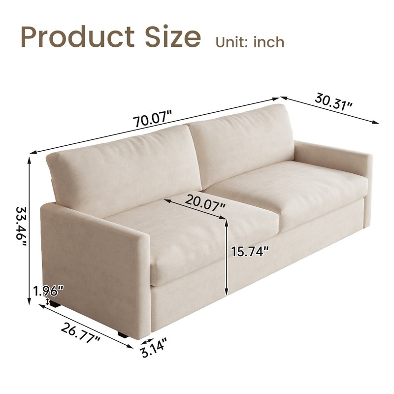 75" Loveseat Comfy 2 Seater Sofa w Thickened Cushion & Armsrest Home Sofa Couch gallery
