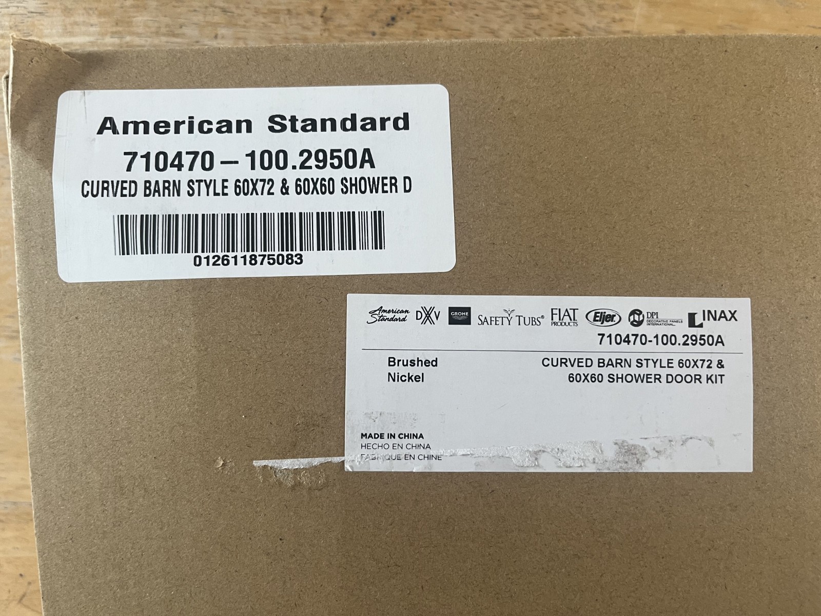 American Standard Curved Barn Style 60 x 60/72 Shower Door Kit 710470-00.2950 28 gallery