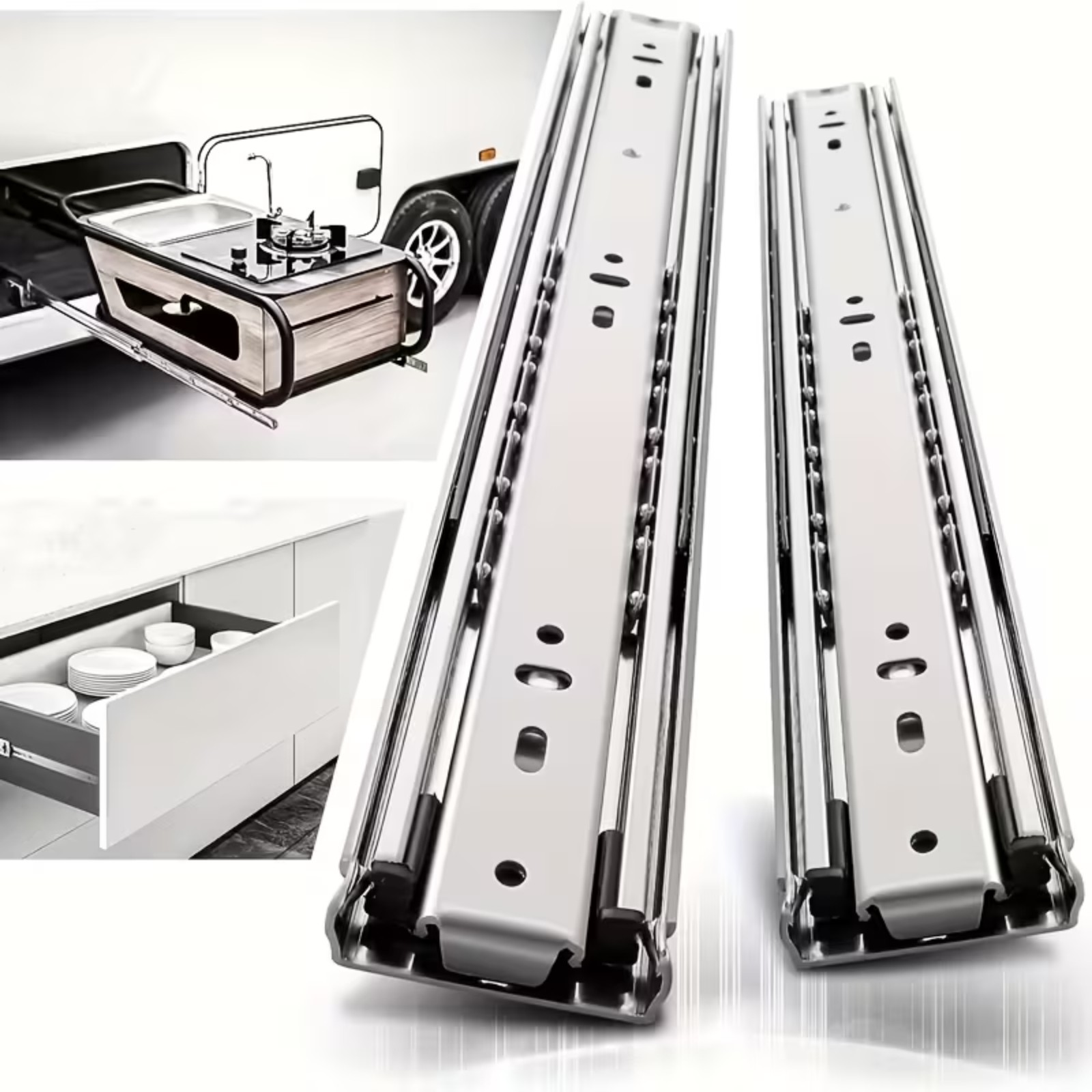 Full Extension Ball Bearing Drawer Slides 10"-24" Side Mounted Drawer Runners gallery