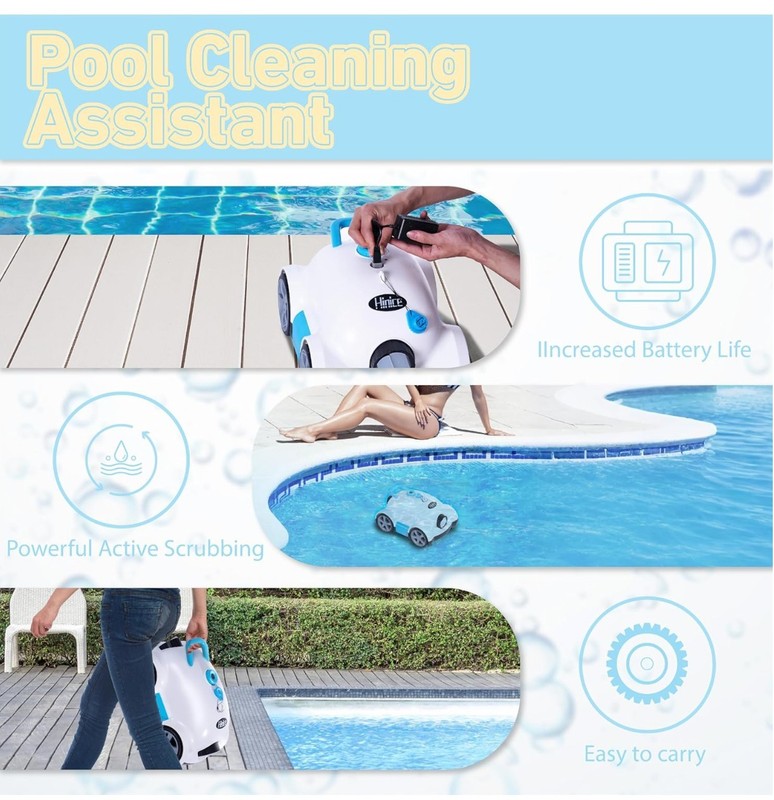 Cordless Robotic Pool Cleaner,Automatic Pool Vacuum Robot up to 2153 sq ft White gallery
