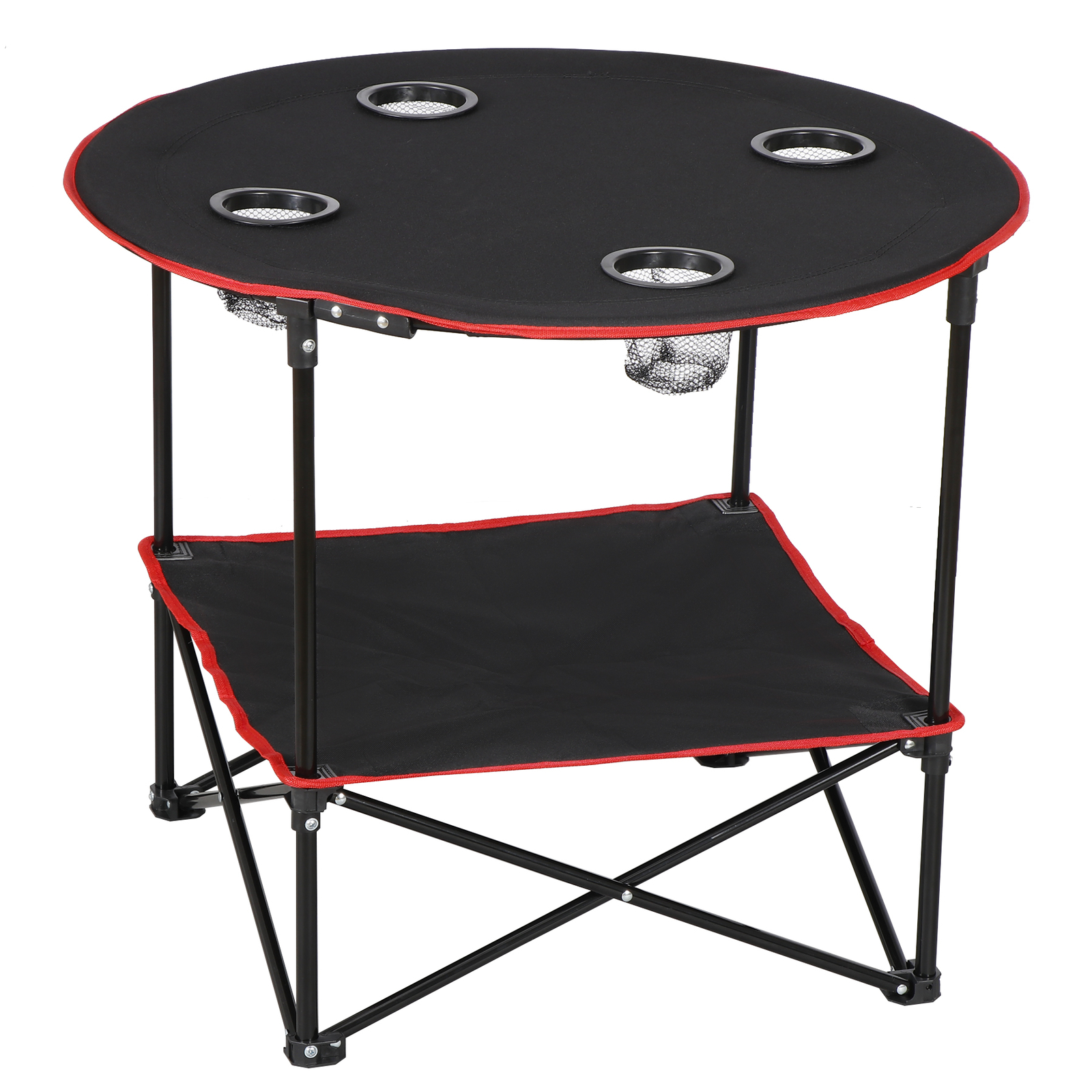 28" Portable Folding Picnic Table Canvas Beach Table for Outdoor Camping Black gallery