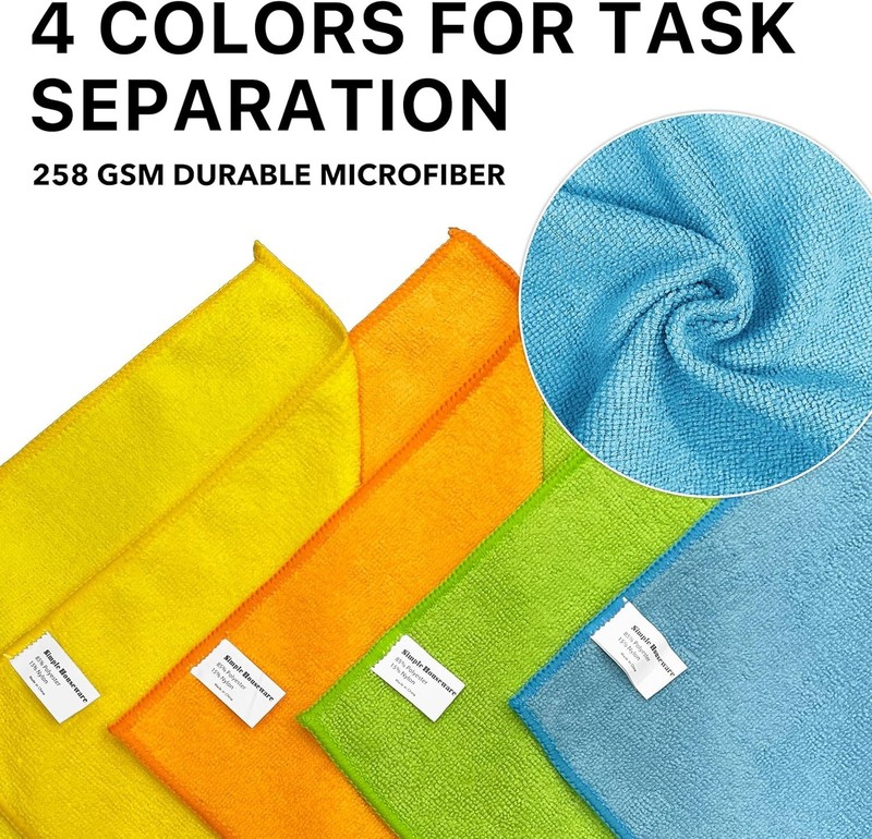 Colorful 50-Pack Microfiber Cleaning Cloths - Super Soft & Streak-Free, 12x16" gallery
