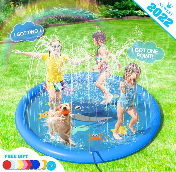 Outdoor Splash Pad Sprinkler for Girls, Boys Age 3+, & Pets, Backyard Fun 68" gallery
