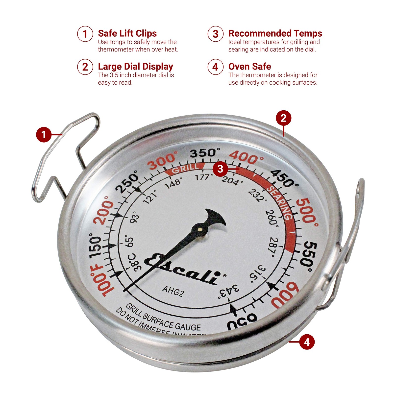 Escali AHG1 Stainless Steel Direct Grill Surface One Size, Silver gallery