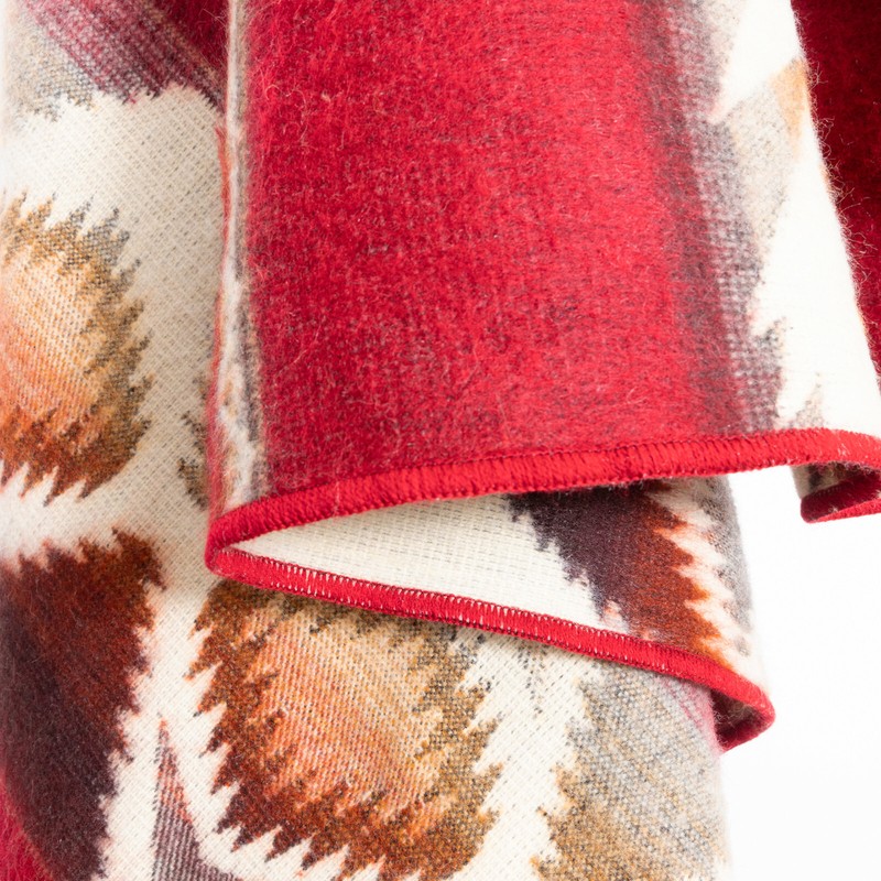 EXTRA LARGE SOFT & WARM ALPACA WOOL BLANKET 79x91" GEOMETRIC PATTERN RED gallery