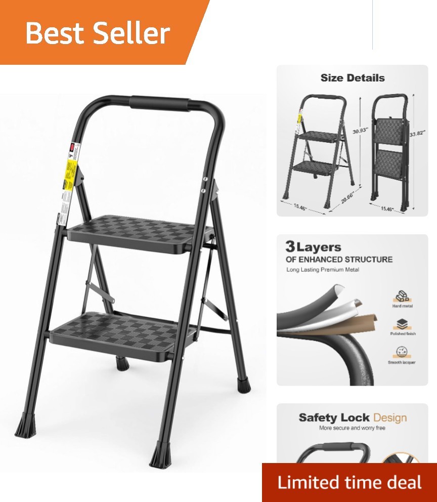 Portable 2-Step Ladder with TPR Feet for Stability - Ideal Home Accessory gallery