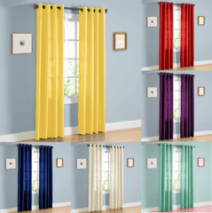 2pc GROMMET PANEL UNLINED SEMI-SHEER WINDOW CURTAIN MIRA 55″ X 63″ 84″ 95″ 108″
