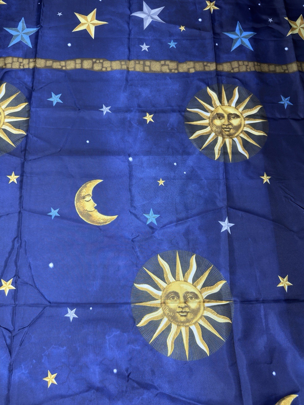 Celestial Shower Curtain Sun Moon Stars Blue Gold Mainstays Polyester Vtg Decor gallery