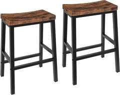 Rustic Brown & Black 23.6 Inch Kitchen Bar Stools – Ergonomic Comfort Design