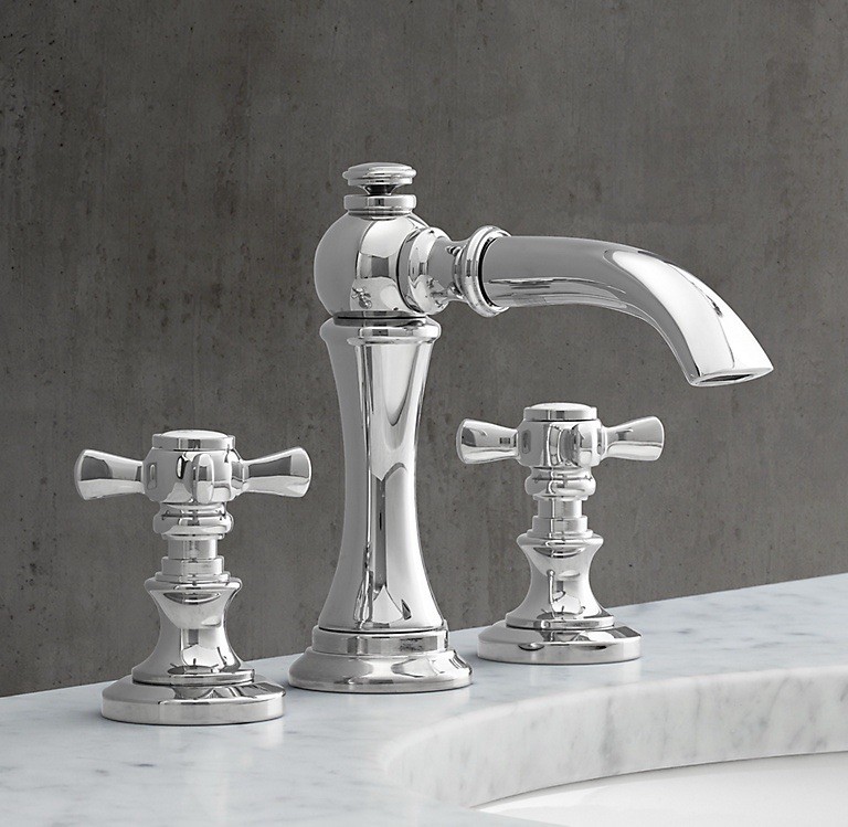 RH LUGARNO CROSS-HANDLE 8" WIDESPREAD HIGH-PROFILE FAUCET Polished Nickel 044 gallery