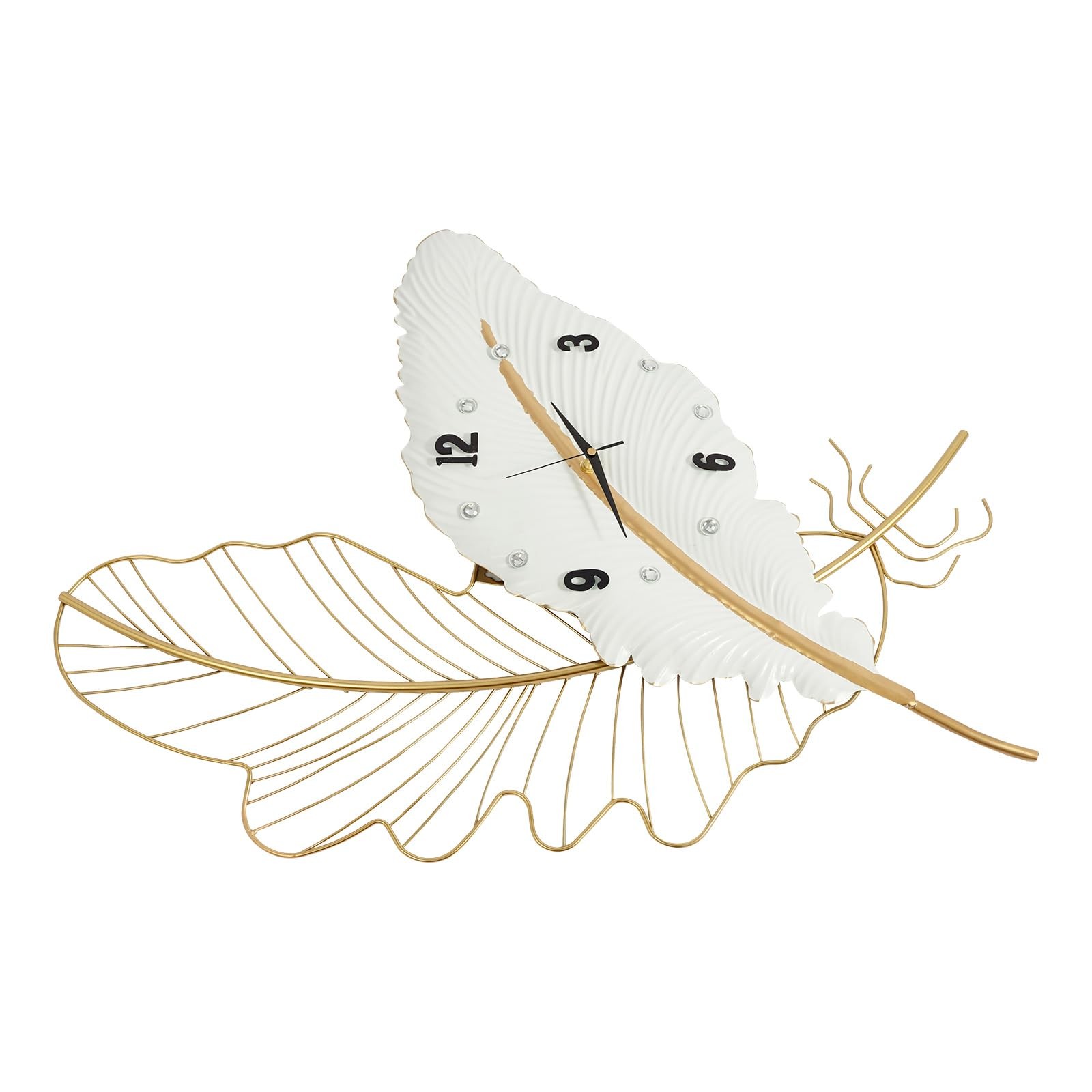 Extra Large Outdoor Garden Wall Clock Hanging Feather-shaped Wall Clock 21*30in gallery