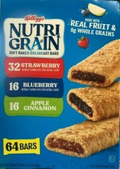 Kellogg’s Nutri-Grain Soft Baked Breakfast Bar, Variety Pack 64 ct (5 lb 3.2oz)