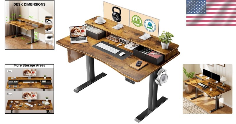 Standing Desk with Storage Drawers Adjustable Height Computer Table Ergonomic gallery