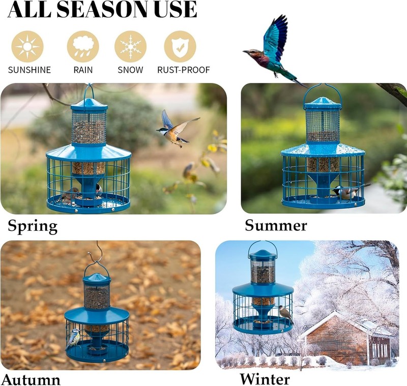 Caged Bird Feeders Squirrel-Proof, Metal, 2.8 Lbs Capacity-Cage Tube Seed Feeder gallery