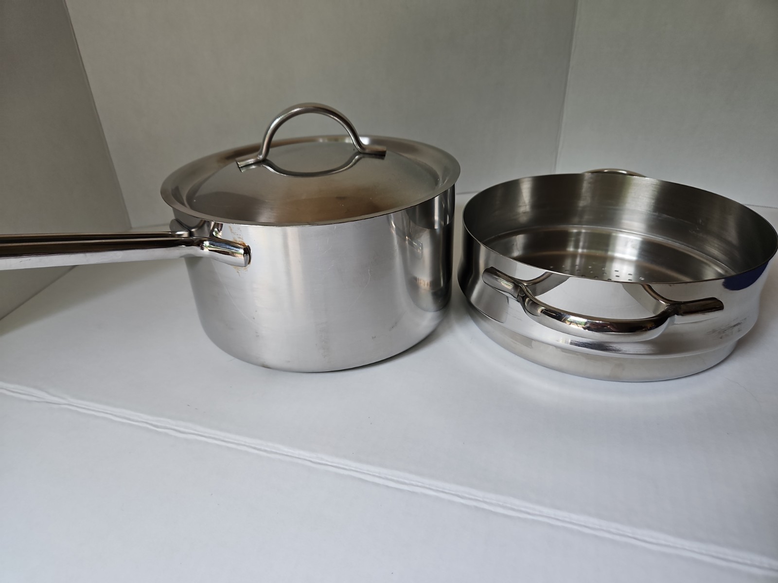 Revere Ware Pro Line 3 QT 3 L Stainless Steel Saucepan w/ Lid and Steamer 6713 gallery