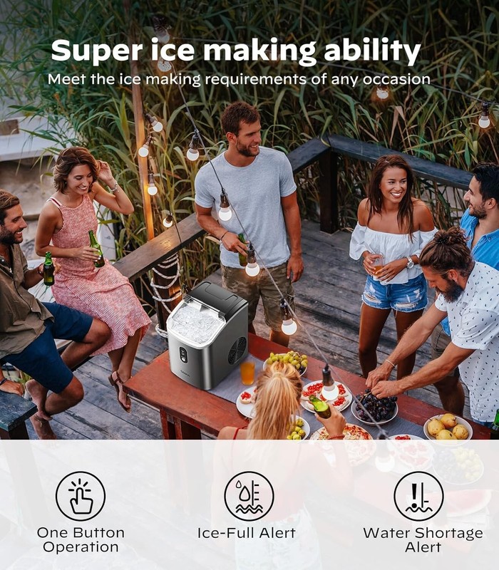 Elegant Nugget Ice Maker – 33lbs Per Day, Self-Cleaning & Portable for Home gallery
