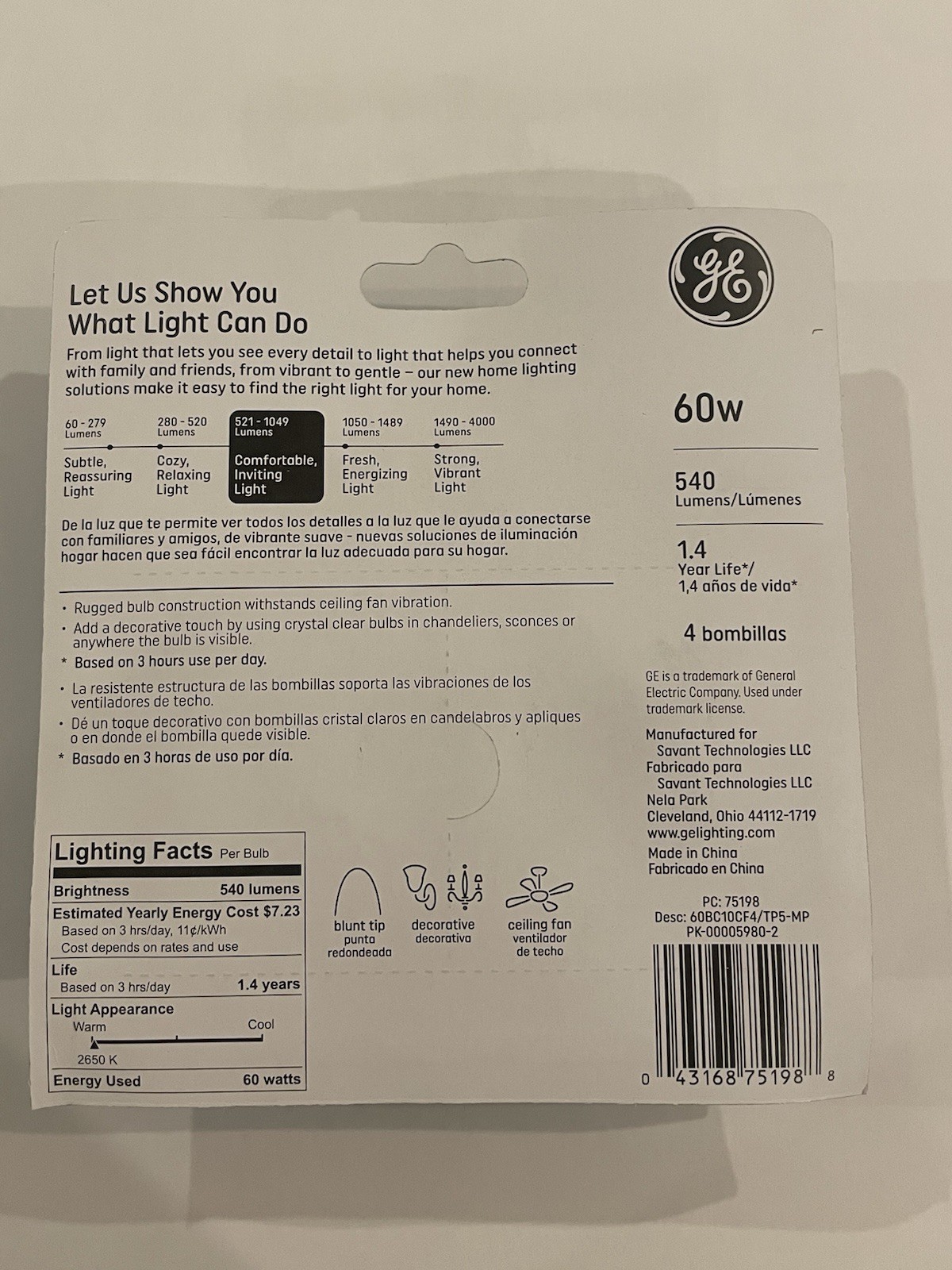 4 GE 60w Decorative B Multi Use Candelabra Base Bulbs Crystal Clear 4PK Bulb gallery