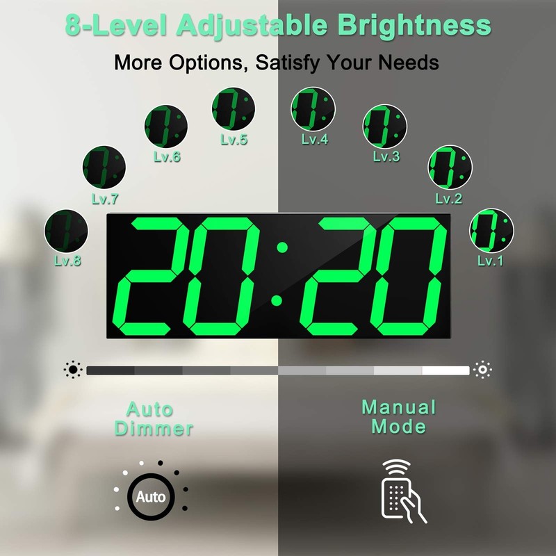 Digital LED Wall Clock, Oversize Wall Clock with 6” Numbers, Remote Control C... gallery