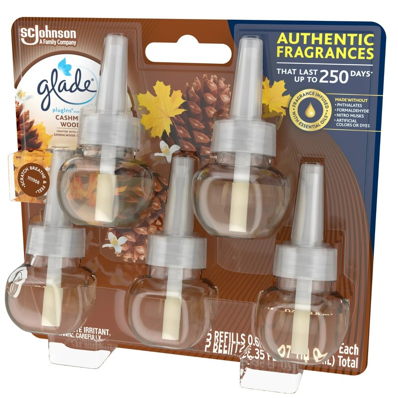 Glade PlugIns Refill 5 Count, Cashmere Woods, 3.35 FL. oz. Total, Stocking Stuff gallery