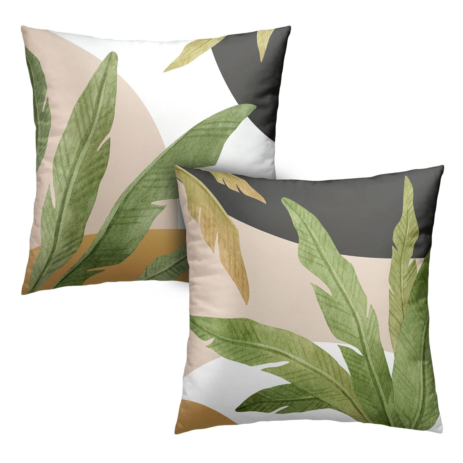 Green Leaves Spring Summer Throw Pillow Covers Geometric Palm Tree Pillow Cov... gallery