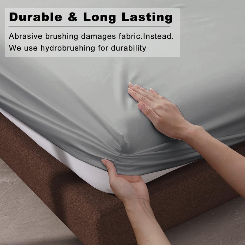 4-Pack Hotel Quality Queen Fitted Sheets, 100% Microfiber, Light Gray, 60"x80" gallery