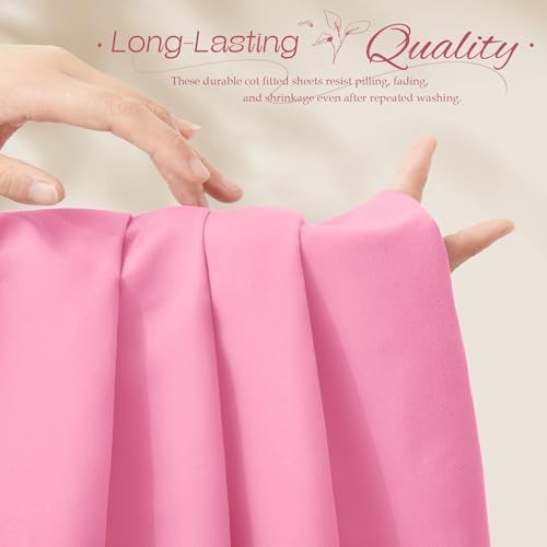 1Pcs Cot Sheets 31" x 75" - 1800 Thread Count Cot Microfiber Fitted Pink gallery