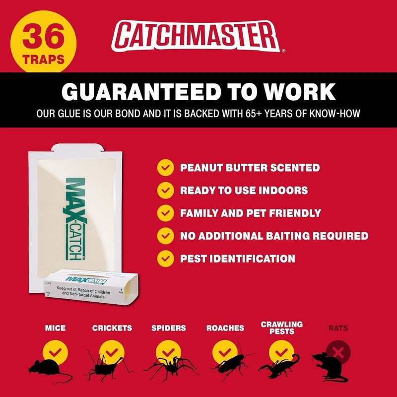 Catchmaster Max-Catch Mouse & Insect Glue Trap 36pk, Mouse Traps Indoor for Home gallery
