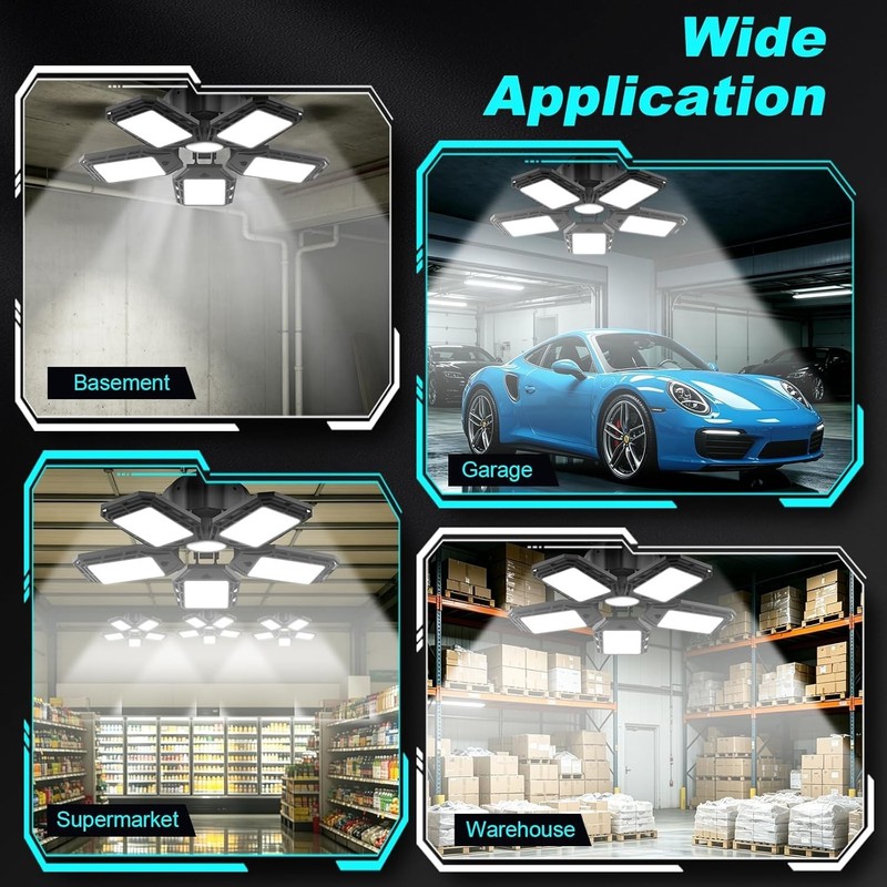 LED Garage Lights 2 Pack, Ceiling LED Shop Light 180W 18000LM 6500K Screw in ... gallery
