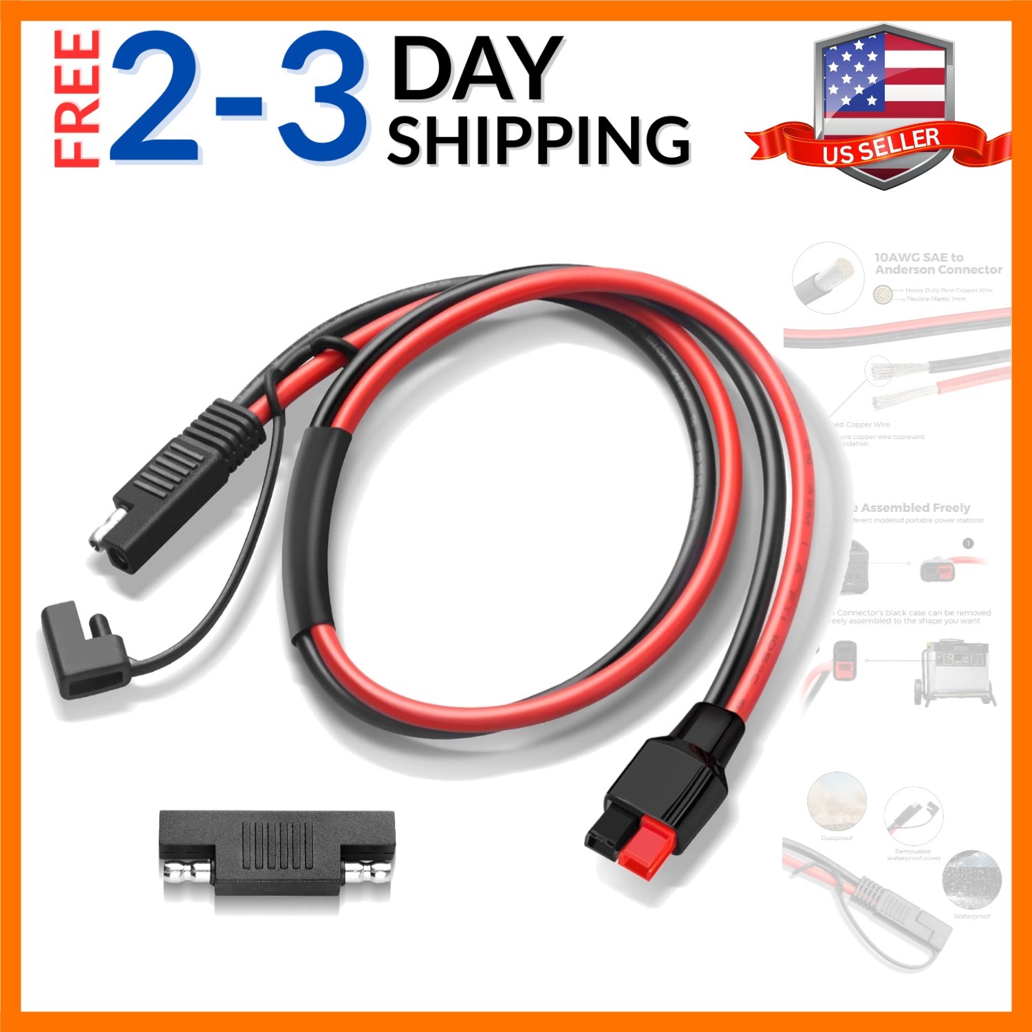 10AWG SAE to Anderson Power-Pole Connector Extension Cable,2FT gallery