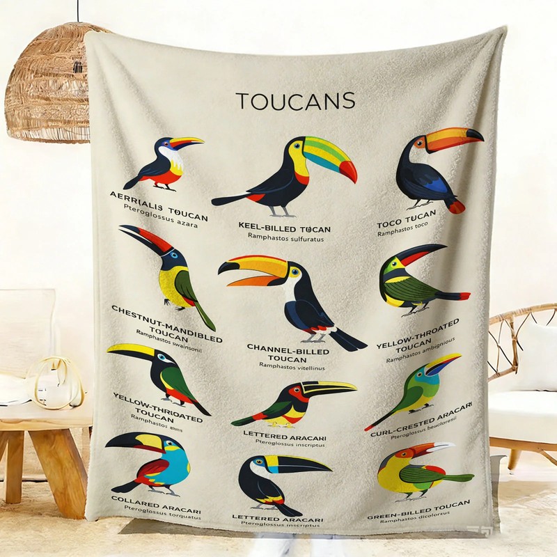 Toucan Pattern Flannel Blanket Soft Cozy Tapestry Napping Travel Use gallery
