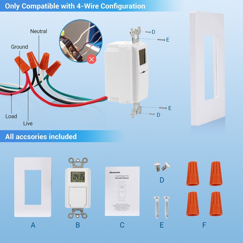 DEWENWILS Indoor in Wall Light timer Switch 7Day Digital Timer Switch for Fans gallery
