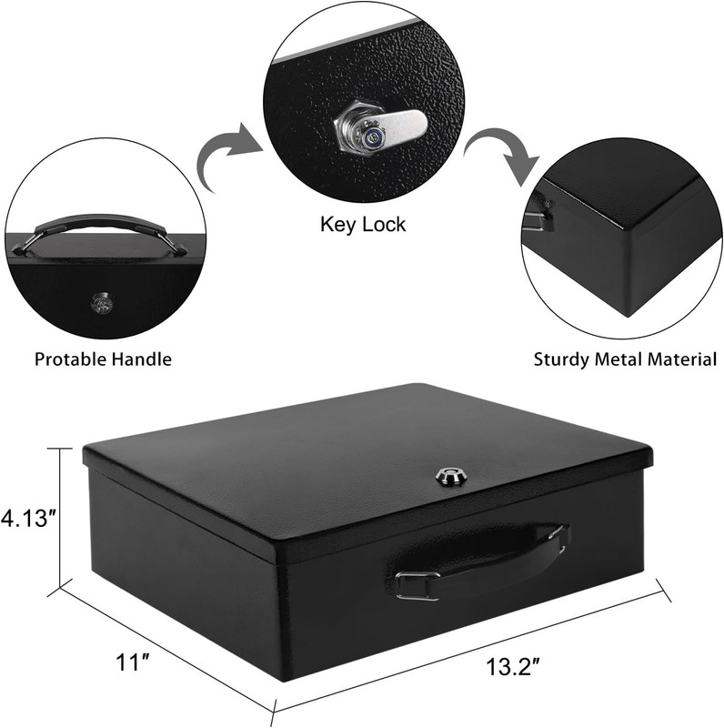 Fireproof Document Box, Fire Resistant Safe Box with Key Lock for Home, Portable gallery