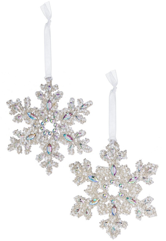 Ganz H1 Crystal Expressions 5" L Beaded Snowflake Hanging Ornaments ACRYX-210 gallery