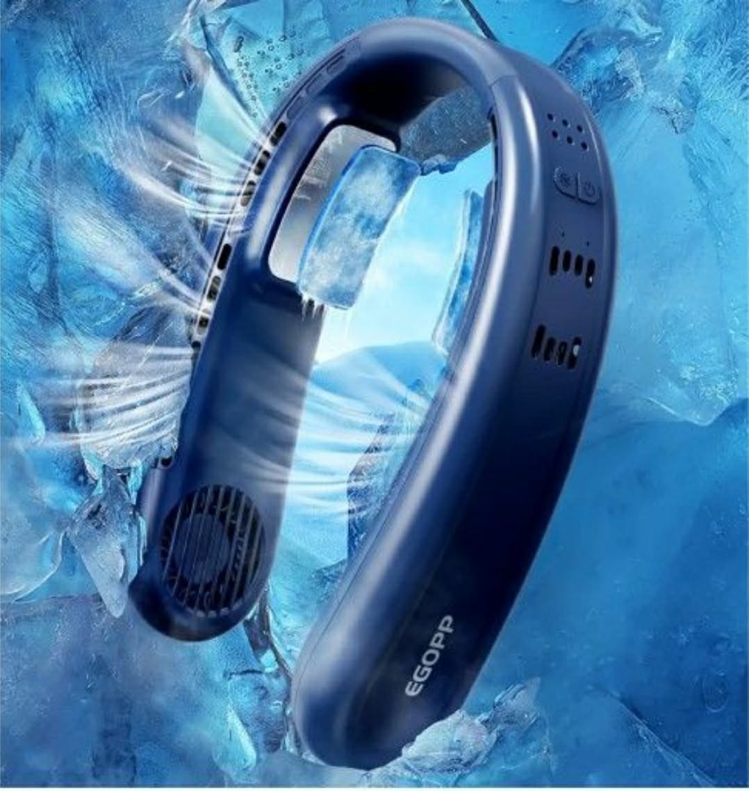 EGOPP Lightweight Neck Fan USB Charging Neckband Fan NIB, Blue gallery