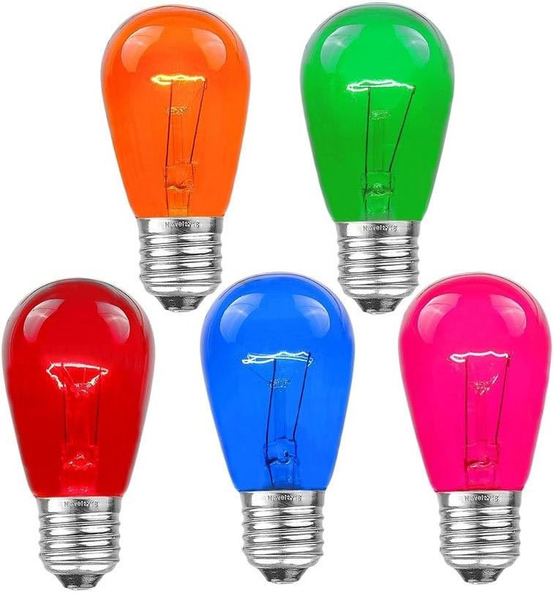 25 Pack S14 Outdoor Patio Edison Replacement Bulbs, E27 Medium Base, Multi, 11 W gallery