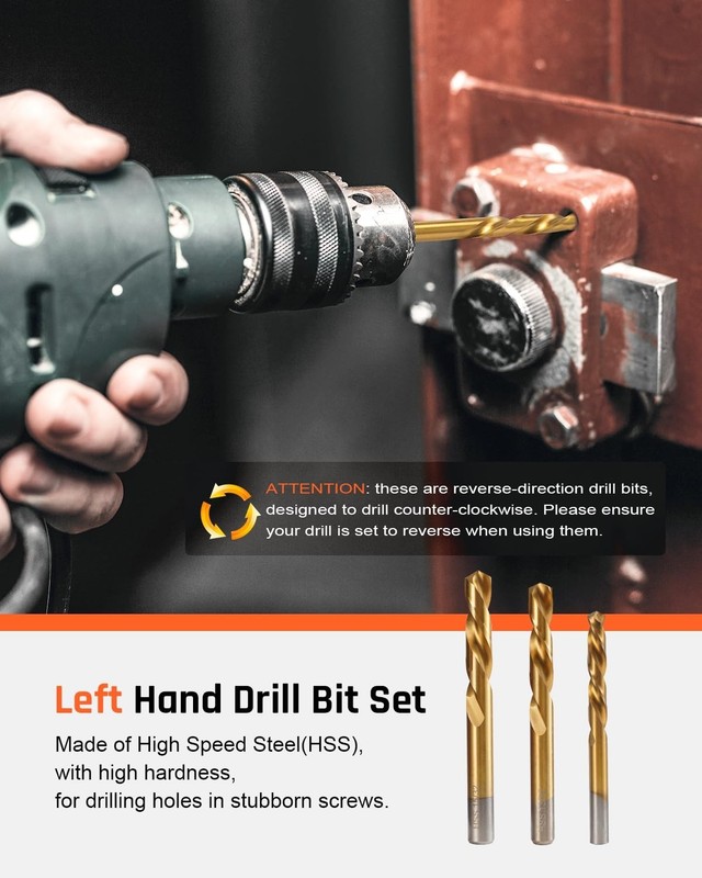 39-Piece Bolt Extractor Kit, Easy Out Screw Extractor Set, Left Hand Drill Bits, gallery