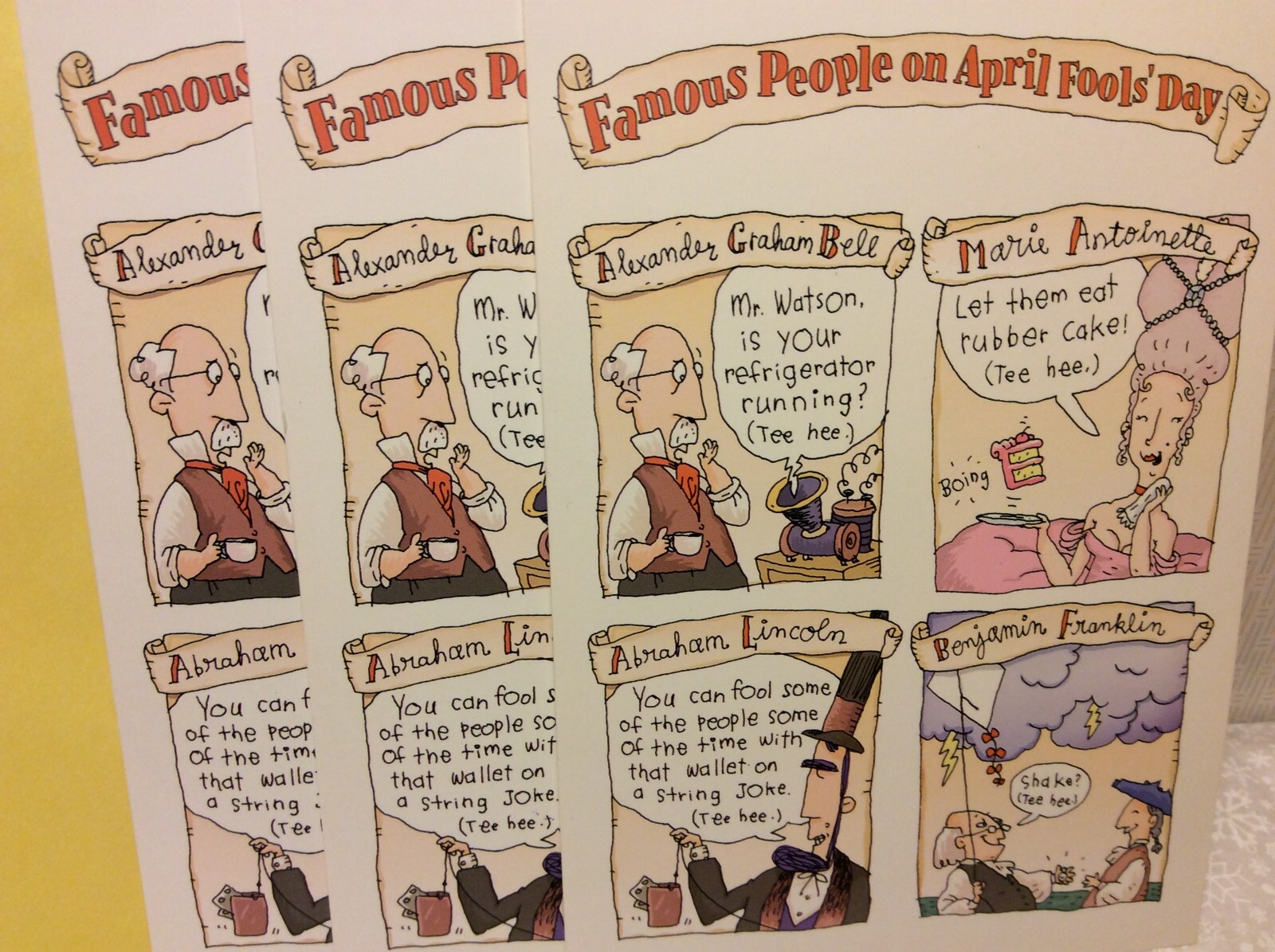 HALLMARK APRIL' FOOLS DAY GREETING CARDS New w/Envelopes LOT 3 "FAMOUS PEOPLE" gallery