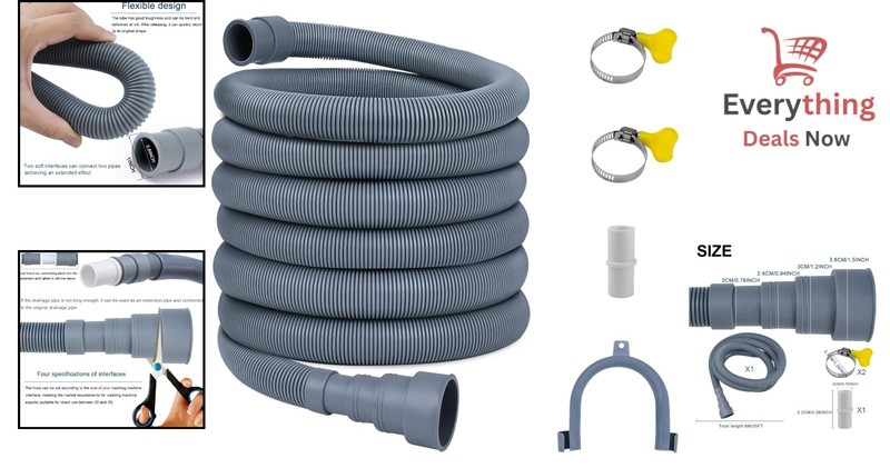 20FT Universal Washing Machine Drain Hose Extension Kit - Heavy Duty Flex Pipe gallery