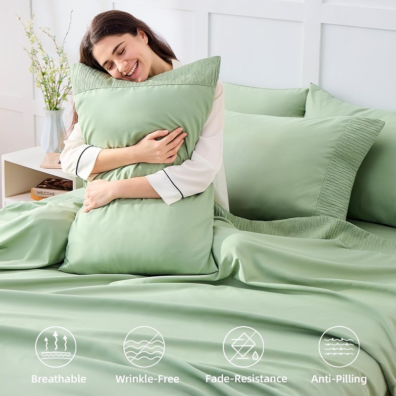 Queen Sheet Set - 4 Piece Soft Queen Sheets, Breathable & Cozy Queen Size Sheet gallery