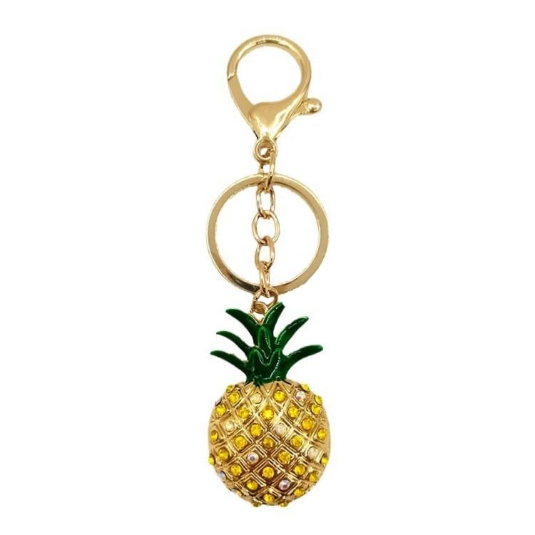 Cute Pineapple Shaped Rhinestone Keychain Car Bag Phone Purse Charm Yellow gallery