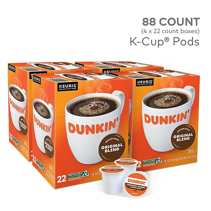 Dunkin Donuts Original Blend K-Cup Coffee Pods Medium Roast 88 Count for Keurig gallery