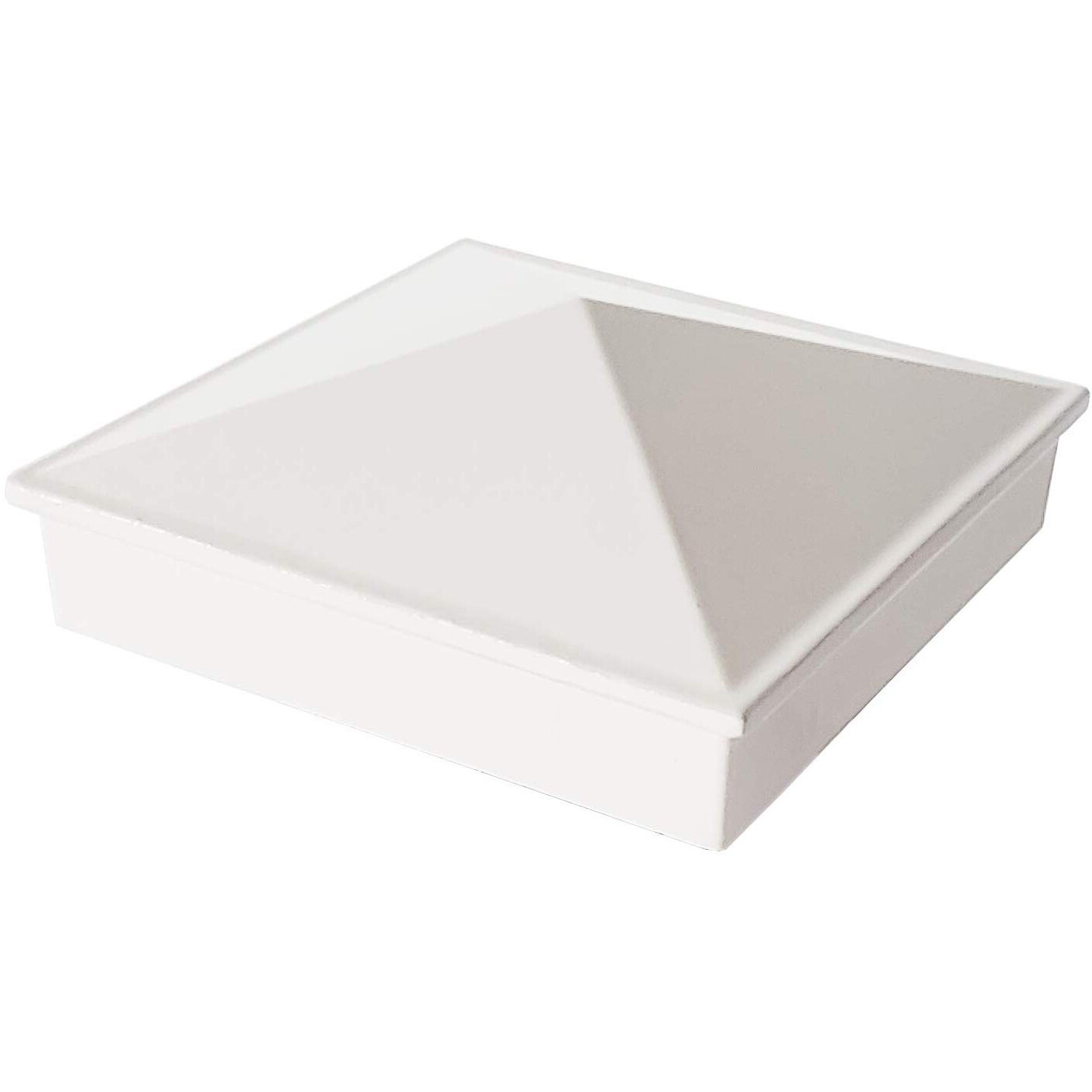 3" x 3" Aluminium Pyramid Post Cap for Metal Posts - Pressure Fit - White gallery