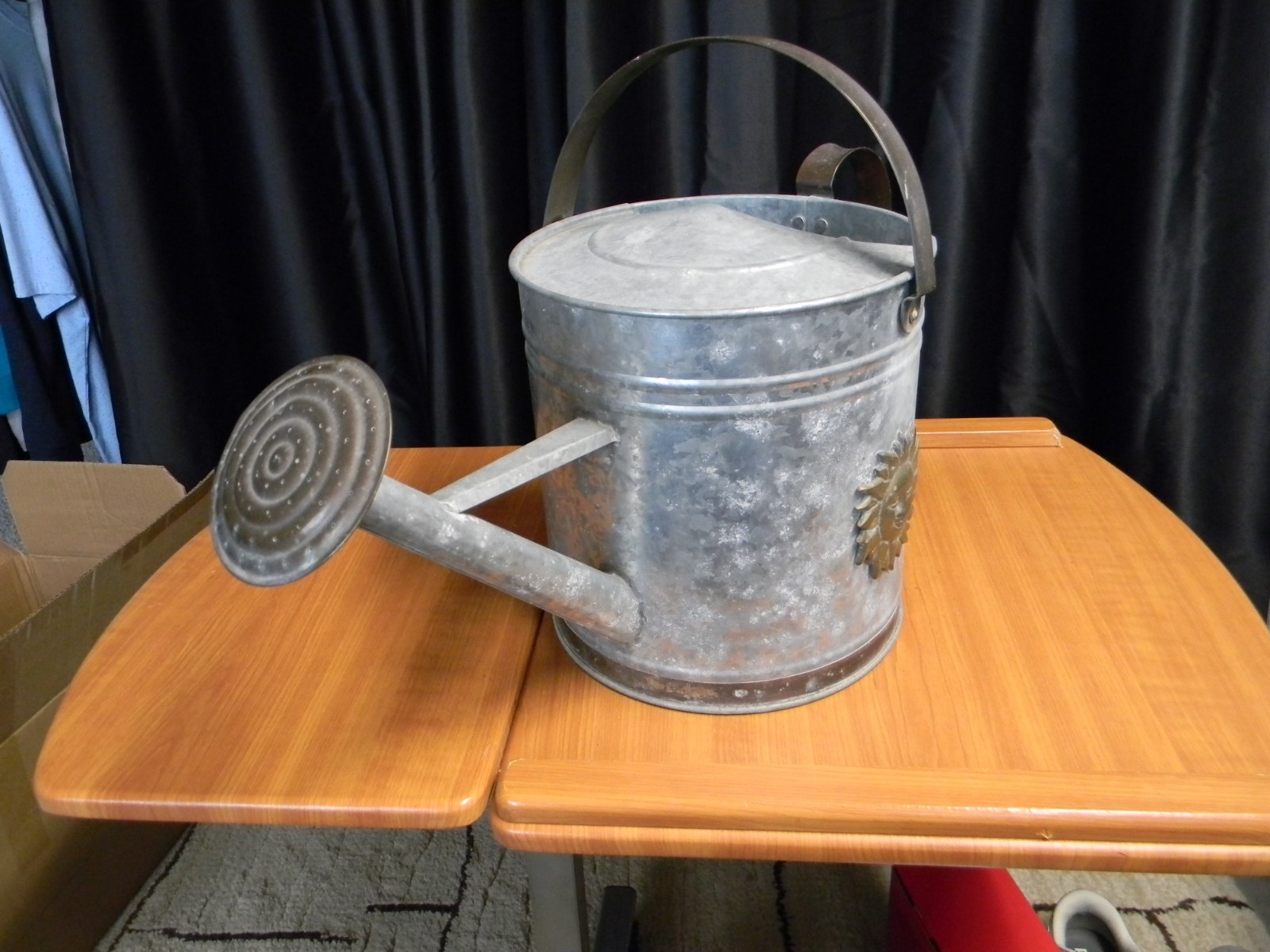 Vintage Galvanized Metal Watering Can - 2-1/2 Gallons Large Filling Opening gallery