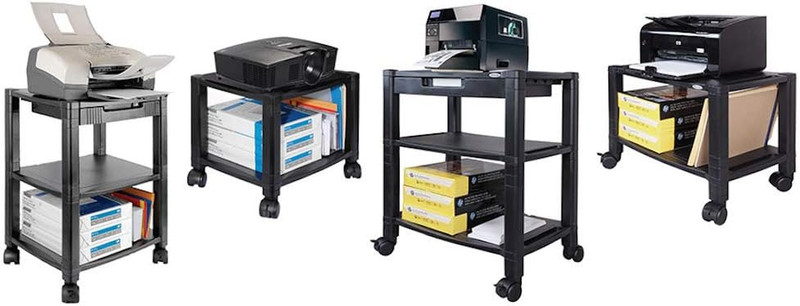 Mobile Printer Stand Cart, 2 Shelf with Drawer, Adjustable Height, Cable Managem gallery