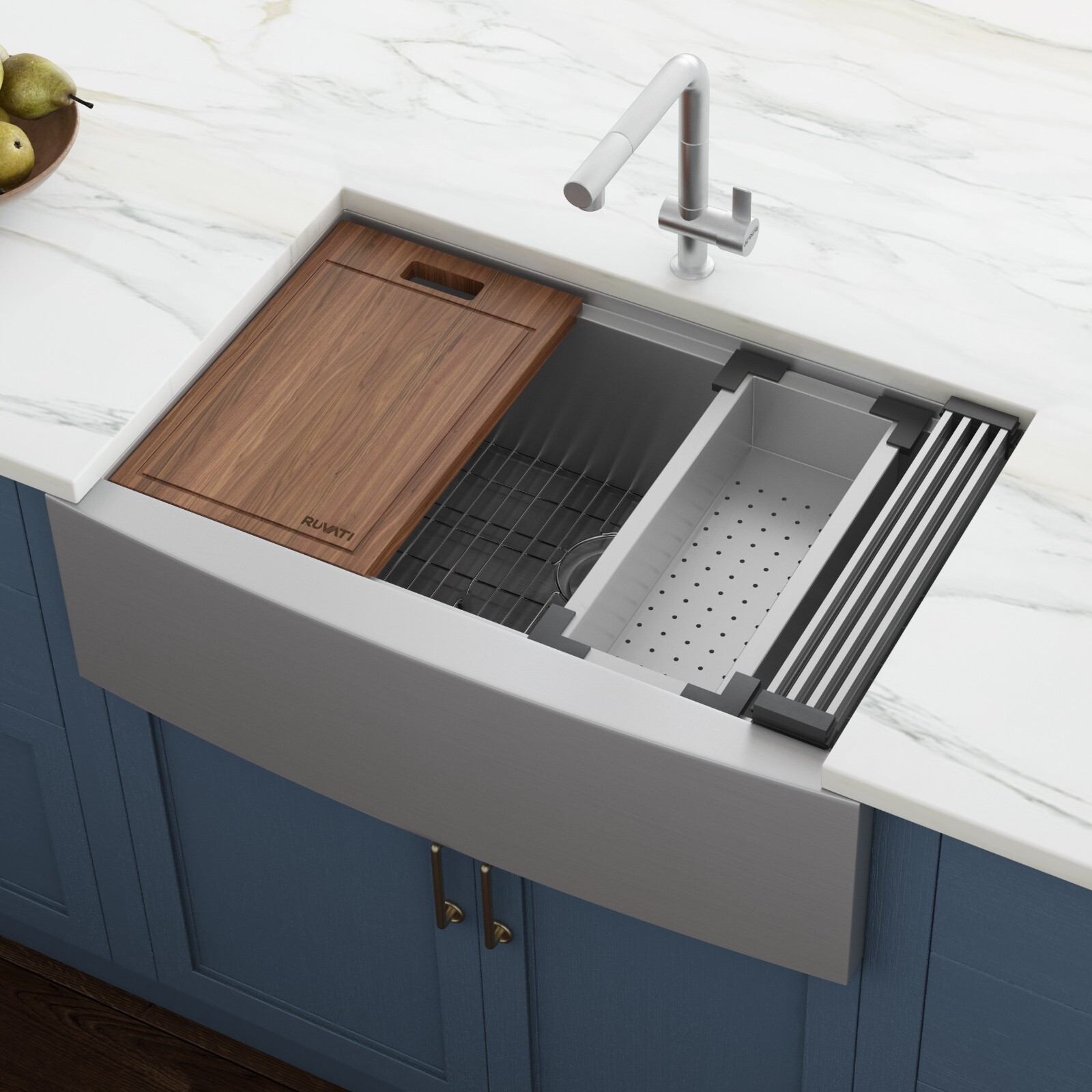 Ruvati 30" Apron-front Workstation Farmhouse 16 Gauge Kitchen Sink- RVH9100 gallery