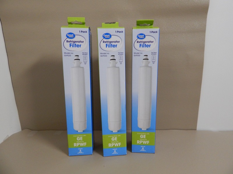 Great Value Refrigerator Filter GVF033 - Fits GE RPWF - Lot Of 3 New NIB gallery