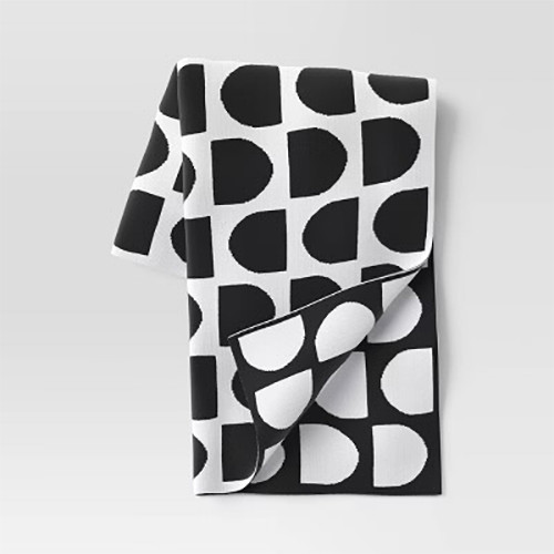 NEW Threshold Reversible Knit Geo Throw Blanket Black/White 50”x60” gallery